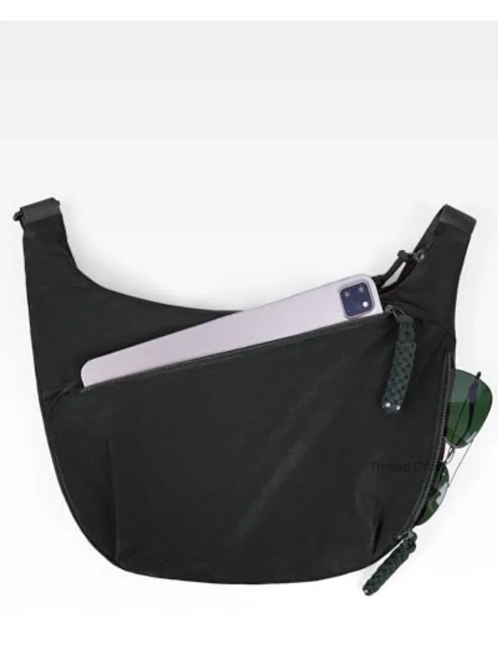 Nylon Crescent Crossbody Bag, Medium Slouchy Hobo, Multiple Pockets